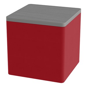 Shapes Series II Soft Seating w/ Tabletop - Cube - Red Smooth Grain w/ Cosmic Strandz Tabletop