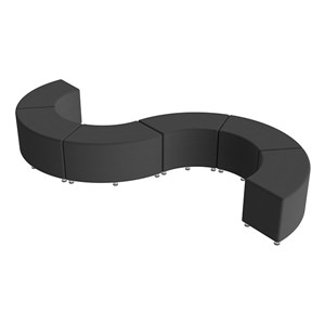 Shapes Series II Vinyl Soft Seating - 18" S-Curve (Pack of Six) - Black (Shown w/ optional 2" legs)