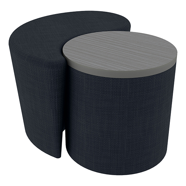 Learniture Black Shapes Series II Structured Vinyl Soft Seating with Durable Frame-Round Cylinder Stool 12 H Height 