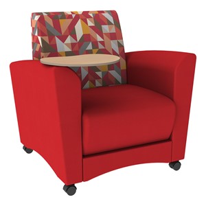 Shapes Series II Common Area Chair w/ Tablet Arm - Angle Pepper/Red w/ Maple Tablet