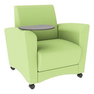 Shapes Series II Common Area Chair w/ Tablet Arm - Green Apple Smooth Grain Vinyl & Cosmic Strandz Tablet