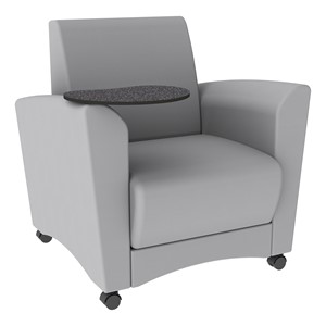 Shapes Series II Common Area Chair w/ Tablet Arm - Light Gray Smooth Grain Vinyl & Graphite Tablet