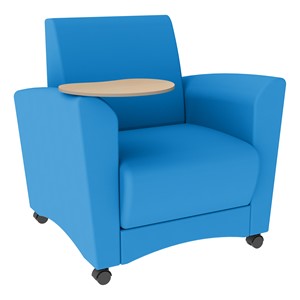 Shapes Series II Common Area Chair w/ Tablet Arm - Brilliant Blue Smooth Grain Vinyl & Maple Tablet