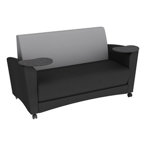 Shapes Series II Common Area Sofa w/ Tablet Arms - Black Seat w/ Light Gray Back