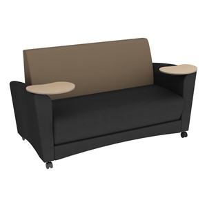 Shapes Series II Common Area Sofa w/ Tablet Arms - Black Seat w/ Taupe Back