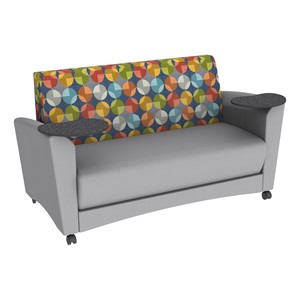 Shapes Series II Common Area Sofa w/ Tablet Arms - Compass Sapphire/Light Gray w/ Graphite Tablet