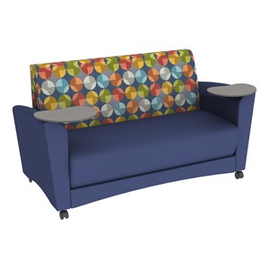 Shapes Series II Common Area Sofa w/ Tablet Arms - Compass Sapphire/Navy w/ Cosmic Strandz Tablet