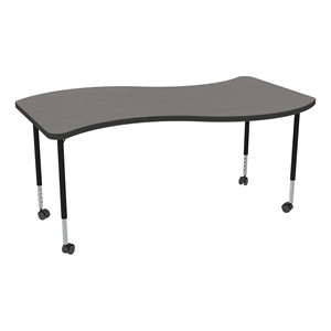 Structure Series Mobile Wave Collaborative Table w/ Laminate Top - Cosmic Strandz Top w/ Charcoal Edge & Black Legs