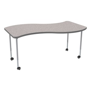 Structure Series Mobile Wave Collaborative Table w/ Thermofused Laminate Top - Gray Top w/ Gray Edge & Silver Mist Leg Finish