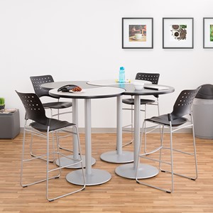 Crescent Pedestal Stool-Height Café Table w/ Round Base - Grouped