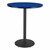 Round Pedestal Stool-Height Designer Café Table w/ Round Base - Lapis Blue Table Top/Black Edgeband/Black Base