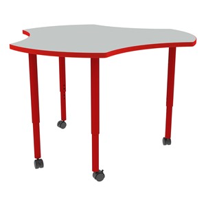 Shapes Accent Series Cog Collaborative Table - North Sea Top w/ Red Legs
