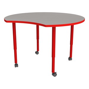 Shapes Accent Series Crescent Collaborative Table - Cosmic Strandz Top w/ Red Legs
