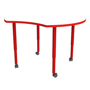 Shapes Accent Series Crescent Collaborative Table w/ Whiteboard Top - Red