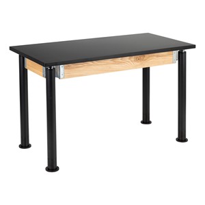 Adjustable-Height Science Lab Table w/ Black Legs & Chemical Resistant Top (24" W x 48" L)