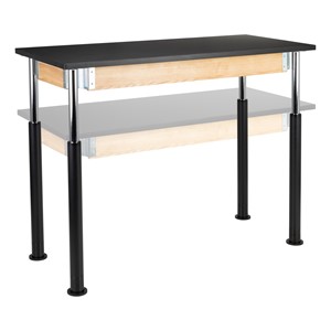 Adjustable-Height Science Lab Table w/ Chemical Resistant Top & Black Legs