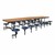 Mobile Stool Cafeteria Table - 16 Stools (30" W x 12' L) - Oak