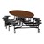 Elliptical Mobile Stool Cafeteria Table w/ MDF Core, Powder Coat Frame & Protect Edge - 12 Stools (73 1/2" W 10' 1" L) - Walnut Top w/ Black Stools