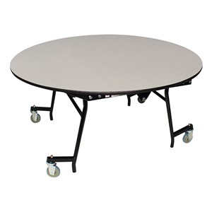 Easy-Fold Mobile Round Nesting Cafeteria Table w/ MDF Core, Powder Coat Frame & Protect Edge (60" Diameter) - Gray