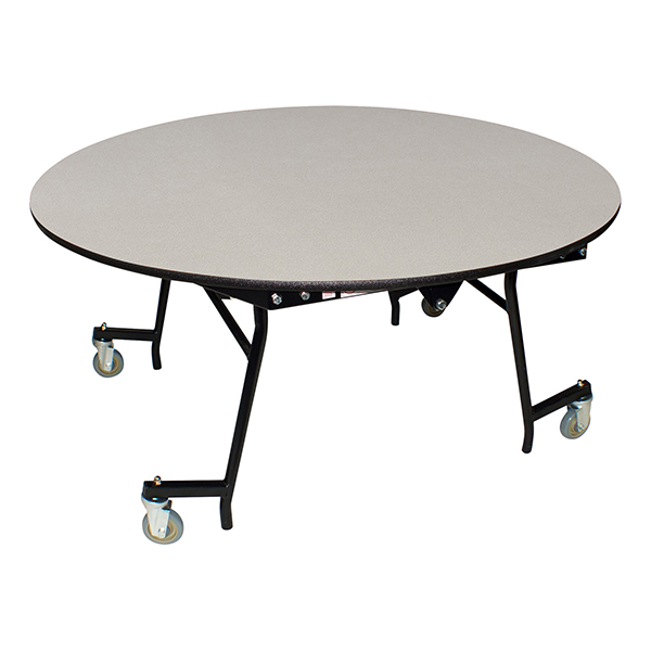 Easy-Fold Mobile Round Nesting Cafeteria Table w/ MDF Core, Powder Coat ...