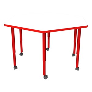Shapes Accent Series Hex Collaborative Table w/ Whiteboard Top - Red