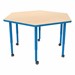 Shapes Accent Series Hex Collaborative Table - Maple Top w/ Brilliant Blue Legs