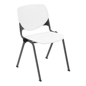 Energy Series Perforated Back Stack Chair w/ out Arms - White w/ Black Frame
