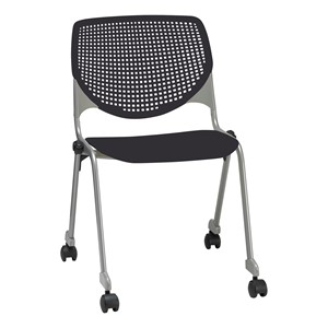 Energy Series Perforated Back Mobile Stack Chair w/ out Arms - Black