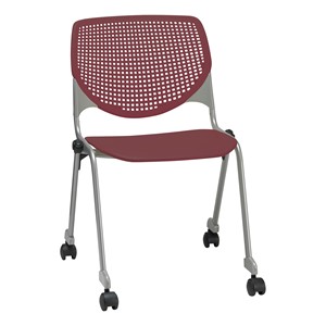Energy Series Perforated Back Mobile Stack Chair w/ out Arms - Burgundy