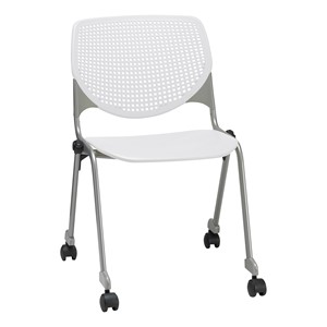 Energy Series Perforated Back Mobile Stack Chair w/o Arms - White