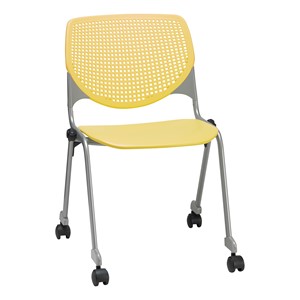 Energy Series Perforated Back Mobile Stack Chair w/ out Arms - Yellow