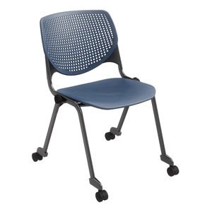 Energy Series Perforated Back Mobile Stack Chair w/o Arms - Navy w/ Black Frame
