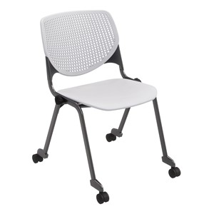 Energy Series Perforated Back Mobile Stack Chair w/ out Arms - Light Gray w/ Black Frame