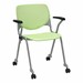 Energy Series Perforated Back Mobile Stack Chair w/ Arms - Lime Green