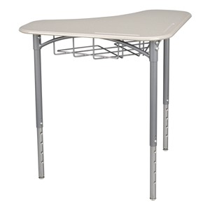 Boomerang Collaborative Desk w/ Wire Box & 18" Shapes Series School Chair Set – 24 Desks/Chairs - Desk - Gray spectrum