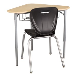 Boomerang Collaborative Desk w/ Wire Box & 18-inch Shapes Series School Chair Set