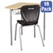 Boomerang Collaborative Desk w/ Wire Box & 18" Shapes Series School Chair Set – 16 Desks/Chairs