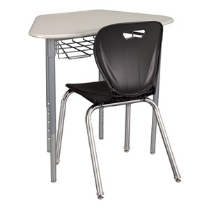 Hex Collaborative Desk w/ Wire Box & 18-inch Shapes Series School Chair Set