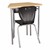 Trapezoid Collaborative Desk w/ Perforated Metal Book Box & 18-Inch Shapes Series School Chair Set