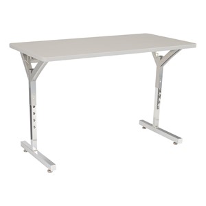 Adjustable-Height Y-Frame Two-Student Desk & 18" Shapes Series School Chair Set – Desks/Chairs for Four Students - Desk
