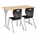Adjustable-Height Y-Frame Two-Student Desk & 18-Inch Shapes Series School Chair Set