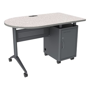 Compact Mobile Teacher Desk (30" H) - Graphite Frame w/ Cosmic Strandz Desktop