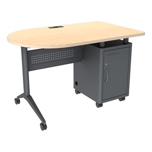 Compact Mobile Teacher Desk (30" H) - Graphite Frame w/ Maple Desktop