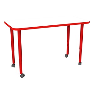 Shapes Accent Series Rectangle Collaborative Table w/ Whiteboard Top (24" W x 48" L) - Red