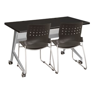 Heavy-Duty Mobile Computer Table & Stack Chair Bundle