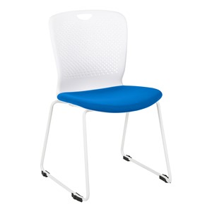 Edison Upholstered Sled Base Chair with Brilliant Blue Seat