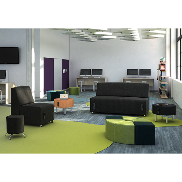 Shapes Series II Structured Vinyl Soft Seating with Durable Frame Wedge Stool 18H Black