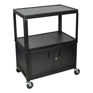 Extra-Large Adjustable Steel AV Cart w/ Cabinet
