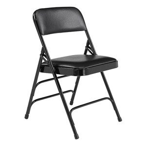 1300 Series Vinyl-Upholstered Premium Folding Chair - Black