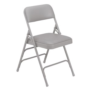 1300 Series Vinyl-Upholstered Premium Folding Chair - Gray